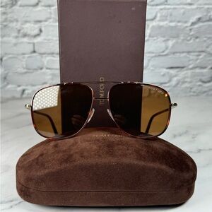 Tom Ford TF693 Benton 28E Gold Havana Aviator Sunglasses Frame 58-15-145 W/Case